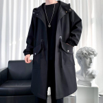 Trenchcoat Meeste Mood &Uuml;ler&otilde;ivas Mehed Vabaaja Kitsa L&otilde;ikega Tuulejope &Uuml;hev&auml;rviline Pikk Jakk Mees S&uuml;gis Homme Must/Khaki/Tume Roheline XXXL must