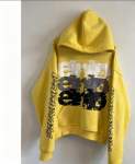 INS Euroopa ja Ameerika kollase prindiga Y2K dressipluus-jakk, pikkade varrukatega lai kapuutsiga pullover, vintage jakk t&auml;navastiili jaoks XS kollane