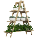 Kokkupandav puidust taimealus 3-korruseline lillepoti riiul A-raamiga 100x36x112 cm Naturaalne 100 x 36 x 112 cm