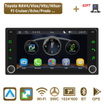 Autoraadio 2-DIN, 7 tolli,Toyota RAV4 Vios Vitz Sequoia Echo Prado,Android Auto, Multimeediam&auml;ngija black