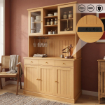 S&ouml;&ouml;gitoa k&otilde;rge kapp 120&times;40&times;191 cm, klaasukste, klaasihoidikuga, mitmetasandilise hoiustusega, integreeritud pistikupesa, USB-C ja USB-A portidega, loomulik v&auml;rv 120 x 40 x 191 cm