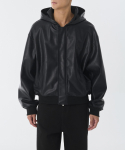 Musinsa Standard S&uuml;nteetilisest Nahast &Uuml;legabariidiline Kapuutsiga Jakk [Must] Black/M black