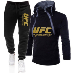 Meeste Naiste Kapuutsiga Dressipluusi Komplekt Pikkade Varrukatega Fliisvoodriga Vabaaja Spordidress S&uuml;gis MMA UFC Treening XL must