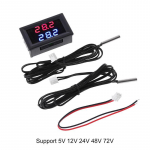 Dual Display DC 5V-80V Thermometer w 2 NTC Waterproof Temperature Sensor 12V 24V 72V Car Motorcycle 1
