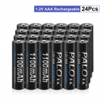 24 tk AAA 1100 mAh NI-MH 1,2 V laetav aku AAA aku 3 A laetav aku NI-MH aku kaamerale, m&auml;nguasjadele 24pcs must