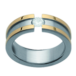 Bague acier plaqu&eacute; or 'Peaceful' argent&eacute; dor&eacute; - 7 mm 50 kuld