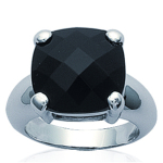 Bague Argent 'Linda' Noir argent&eacute; (rhodi&eacute;) - 14x14 mm 52 must