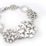 Les Tr&eacute;sors De Lily [G8743] - Bracelet Cr&eacute;ateur 'Cam&eacute;lia' argent&eacute; h&otilde;be