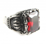Bague cr&eacute;ateur 'Thorgal' rouge argent&eacute; vieilli - 17x14 mm 60 punane