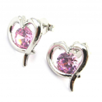 Les Tr&eacute;sors De Lily [M6460] - Boucles Cr&eacute;ateur 'Love' rose argent&eacute; h&otilde;be