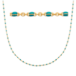 Les Tr&eacute;sors De Lily [Q4953] - kullatud kaelakee  Boho  kuldne t&uuml;rkiis (helmed) - 45 cm - 2 mm t&uuml;rkiissinine