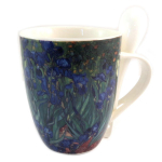 Les Tr&eacute;sors De Lily [Q7697] - portselankruus + lusikas  Vincent Van Gogh  (Iris) - 10,5x8 cm roheline