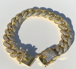 Heavy Meeste Iced Out Kuuba Link Finish Miami K&auml;ev&otilde;ru Roostevabast Terasest Hip Hop Ehted 20cm kuld/kollane