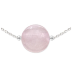 Les Tr&eacute;sors De Lily [R1025] - Collier argent artisanal 'Mineralia' quartz rose argent&eacute; - 10 mm Heleroosa