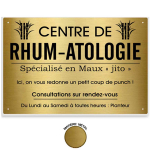 Les Tr&eacute;sors De Lily [R1430] - Plaque professionnelle humoristique m&eacute;tal 'Rhum-atologie' dor&eacute; - 33x22 cm kuld