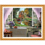 DIY teemant-maastikuaed Pilt kividest T&auml;is&uuml;mmargused kristallid tikandid Ristpistekomplektid 20X30CM