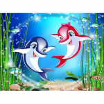 Ristpiste komplekt DIY teemanttikandid Anime delfiinide teemantmaaling mosaiik kodukaunistus 20X30CM