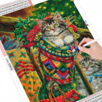 Teemanttikandid kassi k&auml;sit&ouml;&ouml;komplekt k&auml;sitsi valmistatud kingitus 5D DIY teemantmaaling j&otilde;ulusokid mosaiik loomade kodukaunistus Full Round (20X30CM)