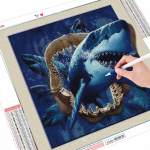 Teemantmaal t&auml;isruudukujuline uus saabumine loomahai pildid kividest Teemanttikandid multifilmi mosaiik k&auml;sit&ouml;&ouml;komplekt Full Round （30x30CM）