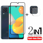 2in1 karastatud klaas + kaamera objektiivi kaitsekile Samsung Galaxy A32 5G A52 A72 A12 A22 M12 M22 M32 M21 M31 A02 A02S M02 M02S kaitseklaasile Samsung A12 / M12 must
