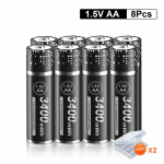 PALO 1,5 V AA laetav aku Liitium-ioonaku AA 3400 mWh 1,5 V Aa liitium-ioonakud m&auml;nguasja kaugjuhtimispuldi Mp3 kellad m&auml;nguasja aku 8pcs