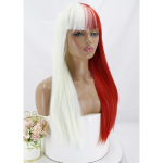 XINRAN naiste s&uuml;nteetiline pikad Cosplay parukas tukkidega, pikkade sirgete juustega kahetooniline ombre v&auml;rv, poolv&auml;rviline naiste s&uuml;nteetilised juuksed