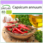 SAFLAX &ndash; orgaaniline &ndash; kuum t&scaron;illipipar &ndash; De Cayenne Long Slim &ndash; 10 seemet &ndash; Capsicum annuum