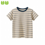 Laste T-s&auml;rk Laste l&uuml;hikeste varrukatega Lihtsad lasteriided Suvised triibud riided 90cm valge