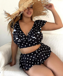 Naiste tr&uuml;kitud ujumisriided ujumistrikoo ujumistrikoo, kaheosaline rannariided Bikiinid Tankini Plus Size 2XL must