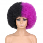 MISS PARUKAS L&uuml;hike afro lokkis kohev parukas tukkidega naistele lilla roosa kuldpunane s&uuml;nteetilisest kiust parukad Halloweeni parukas 30 CM