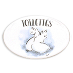 Les Tr&eacute;sors De Lily [R6539] &ndash; keraamiline ukseplaat 'Cats' hall valge (Vannituba) - 12x8 cm hall