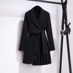 Kevad-s&uuml;gismood kontoris Lady Slim mini plisseeritud bleiserkleit Naiste pitsiline elegantne luksuslik &uuml;likondlik kleidid suures suuruses M