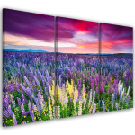 Kolmeosalise pildiga l&otilde;uenditr&uuml;kk Flower Meadow Lavender Landscape 60x40 lilla