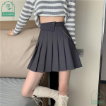 Minu riidekapp Naiste trendikujundus Sense plisseeritud seelik Korea versioon A-seeria l&uuml;hike seelik Mitmek&uuml;lgne k&otilde;rge v&ouml;&ouml;kohaga seelik, n&ouml;&ouml;bikett, l&uuml;hike seelik S hall