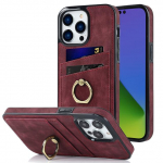 S&otilde;rmusehoidja nahk&uuml;mbris iPhone 13 Pro Max 12 min 14 11 kaarti Solt 7 8 Plus X Xr Se 2022 &otilde;huke Kickstand Coque rahakott Coque For iPhone 13ProMAX punane