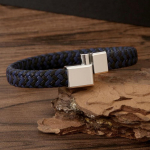 Punk meeste ehted, must punutud nahast k&auml;ev&otilde;ru roostevabast terasest lukuga k&auml;ev&otilde;rud kingitus 21cm pruun