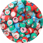 30 tk 9-10 mm j&otilde;uluseeria pol&uuml;meersavi helmed, mis on v&auml;rvilised lamedad &uuml;mmargused lahtised helmed ehete tegemiseks, meisterdades v&otilde;lukaunistusteks 9~10mm 30pcs