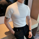 S&uuml;gisene uus l&uuml;hikeste varrukatega kootud kampsun Meeste topid, 2022. aasta riided, k&otilde;ik sobivad Slim Fit veniva kilpkonnaga vabaaja pulloverid M valge