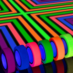 6 v&auml;rvi Neoon Gaffer riideteip, fluorestseeruv vikerkaarev&auml;rviline UV mustvalgus helendav pimedas teip UV peoks (0,6 tolli x 16,5 jalga) 0.6 inch x 16.5 feet