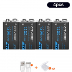 9 V 1200 mAh 6F22 USB Taaslaetav liitium-ioonaku 9 V liitium multimeeter mikrofoni m&auml;nguasja kaugjuhtimispult KTV kasutamiseks 4