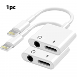 Lightning kuni 3,5 mm kahe pordiga dongle laadija k&otilde;rvaklappide adapteri pistikupesa ja AUX heli 3,5 mm k&otilde;rvaklappide tarvik iPhone'i iPadi jaoks 1pc valge