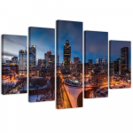 Viieosalise pildiga l&otilde;uenditr&uuml;kk New York City Panorama 100x70 sinine