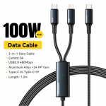 Essageri 100 W kaabel USB C-t&uuml;&uuml;pi C-t&uuml;&uuml;pi ja Lighting PD-kiirlaadija andmed 2-&uuml;hes kiirlaadimisjuhe Macbook iPhone'i Samsung Xiaomi jaoks 1.2m sinine