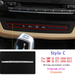 For BMW X5 E70 X6 E71 2008-2013 Aluminum alloy Car Driving assistance CD digital Air conditioner button sticker Car Style C gray