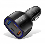 VAORLO 4-IN 1 autolaadija, topelt-PD-port + topelt-USB QC3.0 kiirlaadimine autokomplekti nelja pordiga kiirlaadija must