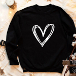Punane Love Heart Naiste Pusa, pikkade varrukatega Crewneck Graafiline kapuuts Armastusriided Paarile S&otilde;brap&auml;eva kingitus Naisteriided S punane