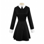 Gooti stiilis tume Slim Fit naiste kleit, rev&auml;&auml;riga pullover, pikkade varrukatega must miniseelik Y2K Halloweeni peokleit S must
