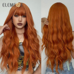 EASIHAIR pika keha laineline s&uuml;nteetiline parukas tukkidega Oranžid parukad naistele igap&auml;evaseks peol Cosplay Lolita kuumakindel juuksepeapael