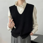 Laisa disainiga camisole pullover V-kaelusega varrukateta kootud vestiga kampsun naistele s&uuml;gis-talvine avar kampsun vest naiste topp One Size must