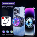 Magnetiline juhtmevaba laadija koos jahutusventilaatoriga iPhone'i / xiaomi / samsungi mobiiltelefonide pooljuhtjahuti jaoks, laetav as picture must